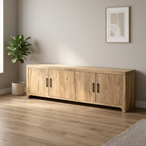 Solid Wood <b>TV</b> <b>Stand</b> 65 In And Up Four-door Storage Cabinet Scandinavian Modern Living Room Furniture Floor Mount Oak Design - Product Image 2