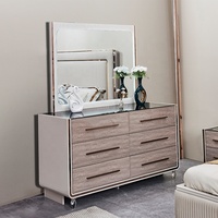 Ensemble de meubles de chambre à coucher modernes King Size, lit double avec cadre en bois, ensemble complet de luxe pour chambre principale, pour maison et appartement