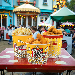 Cubos de palomitas de maíz de papel Kraft blanco impresos personalizados de gran tamaño desechables para vender en cine - Product Image 6