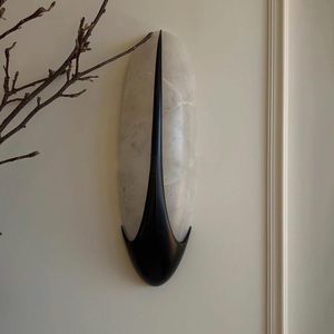 Natural Marble Wall Lamp Led <b>Light</b> Source Wall Mounted Black And White Contrast For Living Room Study <b>Corridor</b> Hotel - Product Image 3