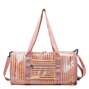 Sac de voyage week-end personnalisé avec logo, en PVC transparent, grand modèle noir, étanche, avec fermeture éclair, style mode, OEM - Product Image 1