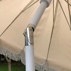 Sombrilla de Patio de Poliéster para Exteriores, 2.2M, Inclinación Manual, Poste de Aluminio, Base de Acero Impermeable, Estilo Costero, Sombra para Jardín - Product Image 2