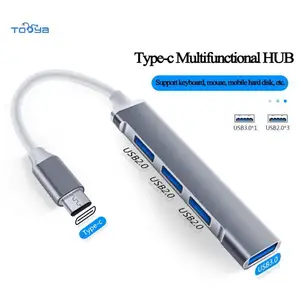 Tooya a35 adaptador de extensão usb c hub, conjunto de 4 portas usb3.0 hubs conectores tipo c