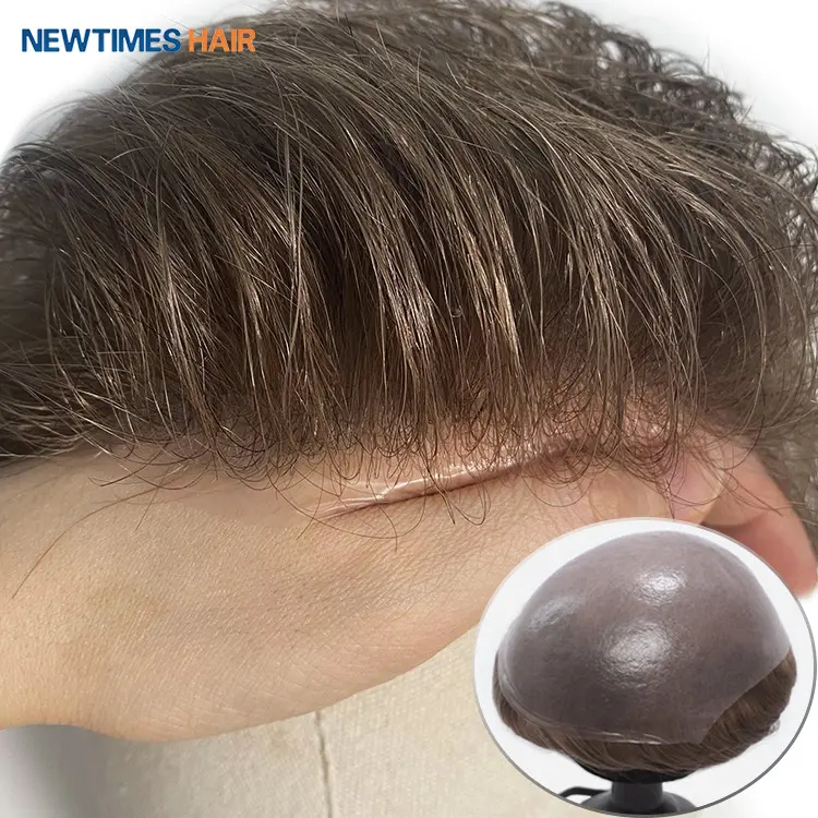 Newtimeshair v-geschleift super dünne haut männer menschliches haar toupet haar system prothese perücken anbieter für männer