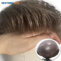 Newtimeshair-Sistema de peluquín de cabello humano para hombre, piel Superfina, en forma de v, prótesis, proveedor de pelucas