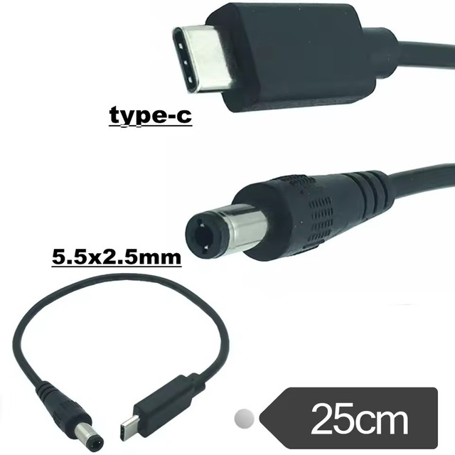 USB 3.1 Type C Male to DC 5.5mm x 2.5mm Male Power Jack Extension Adapter Charge Charging Cable Cord