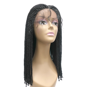 Nouveautés en gros Perruque synthétique Lace Front courte tressée style Box Braid avec dentelle marron clair sans colle - Product Image 1
