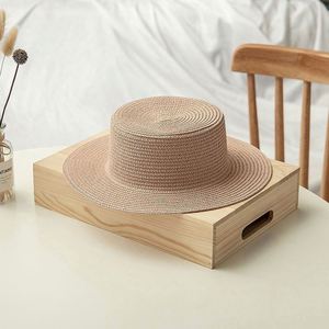 Factory Wholesale Men and Women Flat Top Straw Hat Handmade <b>Sunscreen</b> Sun Beach Hat - Product Image 6