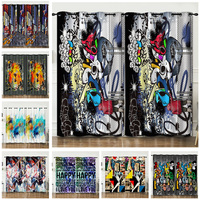 100% fibre de Polyester populaire impression 3D dessin animé Anime abstrait Graffiti Street Art enfants chambre rideaux fendus
