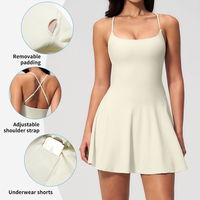 Robe de sport pour femme FLY2135 avec bretelles spaghetti et dos croisé, anti-exposition, short intégré, robe d'entraînement