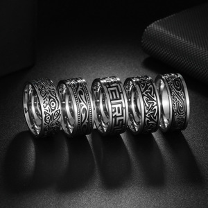 Viking Evil Eye <b>Ring</b> Stainless Steel Men's Jewelry With Great Wall Design Fashion <b>Rings</b> 8mm Width Band For Daily Wear - Product Image 4