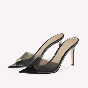 Babouches Femme Peep Toe Bleu Royal Tendance Mules à Talons Hauts Transparents - Product Image 2