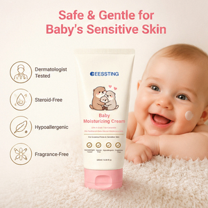 Crème hydratante réparatrice pour bébé, à base d'extraits végétaux naturels, douce et sûre, pour des soins apaisants et une hydratation profonde des peaux gercées des enfants. - Product Image 3