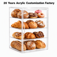 Vitrine de pâtisserie HOTEAM à 4 niveaux en acrylique transparent avec porte frontale, présentoir de comptoir pour pâtisseries, boîte à pain, armoire à cupcakes, vente en gros