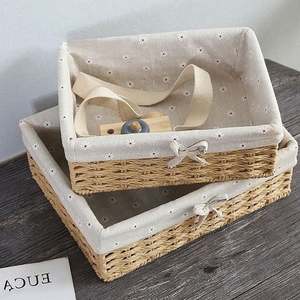 Counter Baskets for Kitchen Imitation Rattan Laundry Basket With Wood Lids <strong>Childrens</strong> <strong>Washing</strong> Stackable Under Shelf Storage Small - Product Image 5