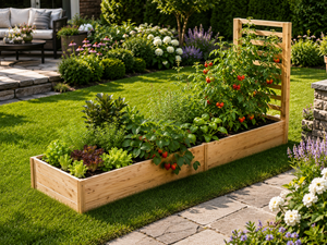 Grande jardinière en bois avec lit de jardin surélevé en treillis <span class=keywords><strong>pour</strong></span> la maison Pots de fleurs et jardinières - Product Image 5