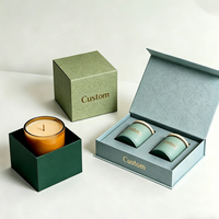 Boîte cadeau pour bougie personnalisée, boîte d'emballage rigide de luxe avec couvercle rabattable, insert personnalisé, logo imprimé pour ensemble de pots de bougies parfumées