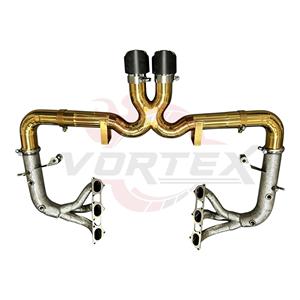 Échappement de course Vortex Gold Titanium pour Porsche 911 992 GT3 4.0 2022-2025 avec collecteurs thermiquement protégés et doubles embouts en carbone - Product Image 4