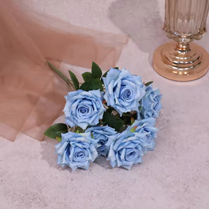 Rosas de Diamante de Lujo con 9 Cabezas, Flores Artificiales Hechas a Mano de Larga Duración, Arreglo Decorativo para Fondo de Boda, Flor de Seda - Product Image 2