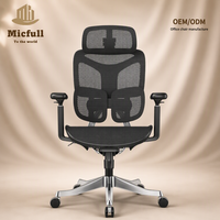 Fauteuil de bureau commercial ergonomique en maille intégrale avec roulettes, appui-tête 4D et accoudoirs réglables 5D, en fibre de carbone, vente en gros directe usine