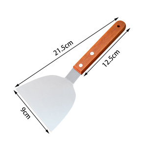Espátula y raspador para hamburguesas DF30 de acero inoxidable, resistente al calor, con mango de madera, precio de fábrica. - Product Image 5