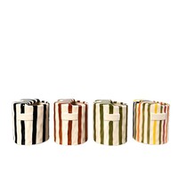 Tasse à café en céramique ondulée faite à la main 330 ml, tasse à thé colorée rayée peinte à la main avec rebord plié, vaisselle esthétique pour café