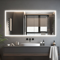 Miroir de salle de bain LED 28" x 36" avec éclairage frontal et arrière, miroir de vanité en verre trempé HD - Anti-buée, 3 couleurs de lumière