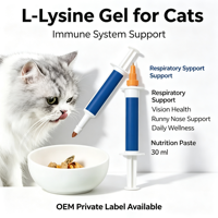 Pasta Nutrisi L-Lysine untuk Kucing, Mendukung Imunitas, Pernapasan, dan Penglihatan, Gel Nutrisi OEM Label Pribadi, Suplemen Hewan Peliharaan