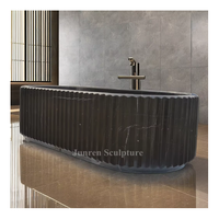 Baignoire en marbre noir Papillon en pierre naturelle sculptée à la main et polie à l'intérieur, en marbre Nero Margiua massif