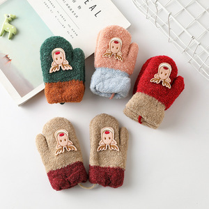 Gants d'hiver pour enfants, doublure polaire, design de cerf de dessin animé épaissi, pour garçons et filles de 1 à 3 ans, mitaines chaudes - Product Image 2