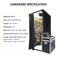 Kit de photomaton portable tout-en-un avec écran tactile 9,7 pouces, appareil photo, imprimante, mini PC Intel I7, papier photo