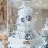 Arbre de Noël en fleurs préservées, boîte en acrylique, hydrangeas et roses préservées pour les mariages, décoration de Noël