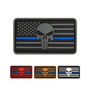 Parche de resina de PVC 3D de alta calidad, ecológico, inalterable, con diseño de la bandera americana, Punisher y Línea Azul, con efecto de goteo y ganchos de lona - Product Image 3