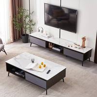 Meuble TV de luxe en pierre frittée noir et blanc pour salon, villa, maison