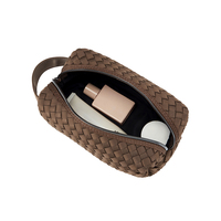 Nouvelle Trousse de Maquillage Portable et Imperméable en Néoprène Tressé avec Fermeture Éclair et Poignée – Sac de Voyage pour Articles de Toilette