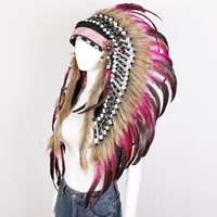Sombrero de Plumas Indias para Halloween, Accesorios para el Cabello, Sombrero para Mujeres Adultas, Disfraces para Desfiles de Carnaval, Accesorios para Disfraces de Mascarada