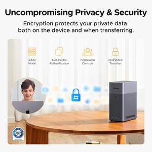 Rj45 NASync DH2300 2 Bay masaüstü NAS destek kapasitesi 60TB 8GB lpbeginner RAM 1GbE 4K HDMI ağ acemi için ekli depolama - Product Image 3