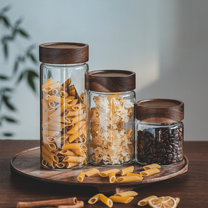 Wholesale <strong>Large</strong> Glass Food <strong>Storage</strong> Glass Spice <strong>Jar</strong> With Acacia Wooden Lid - Product Image 4