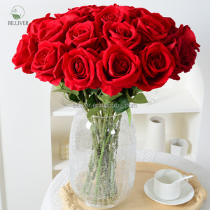ورود حمراء اصطناعية بالجملة للزينة، باقات زهور حريرية مزيفة للزفاف والديكور المنزلي - Product Image 2