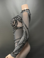 Robe de soirée longue à manches longues en strass transparents, noire et scintillante, pour femmes, taille plus, de la marque Novance Y5983, pour les événements formels