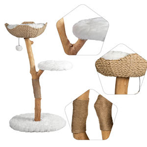 Modern <b>Cat</b> <b>Tree</b>-Multi Level Natural <b>Wood</b> <b>Cat</b> Tower-Unique Design Easy Climb for Small and Old <b>Cats</b> - Product Image 4