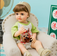 Poupée bébé fille en silicone réaliste, 55 cm (22 pouces), cheveux longs, pour cadeau ou jouet d'enfant