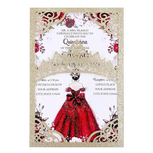 Tarjeta de invitación con diseño de corona cortada a láser, tarjeta de felicitación para bodas y festividades, tarjeta de invitación de boda. - Product Image 3