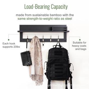 Solid Wood Wall Mounted Storage <b>Rack</b> With <b>Hooks</b> For Entryway Living Room Bedroom <b>Coat</b> Key Organizer Retro Color 2 Layer - Product Image 2