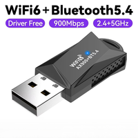 Adaptador Inalámbrico USB WiFi6 2 en 1, Transmisor y Receptor sin Controladores, BT5.4, Tarjeta de Red Inalámbrica de Doble Banda para Computadora de Escritorio y Portátil