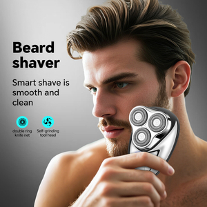 Recortadora de Pelo Magnética Portátil de Tres Cuchillas para Hombre, Afeitadora Rotatoria de Acero Inoxidable, Alimentación USB, Uso Doméstico y en Hoteles, Triple Cuchilla Eléctrica - Product Image 2