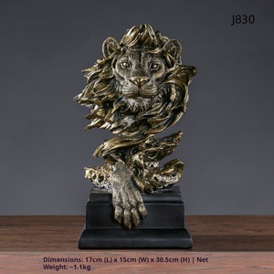 Figurine d'art populaire en résine, figurine d'animal, tête de <span class=keywords><strong>lion</strong></span>, figurine d'art en résine, décoration de porche, de bureau, de cave à vin - Product Image 6