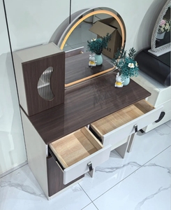 Muebles de Dormitorio Modernos y Sencillos, Mesa de Maquillaje con Espejo con Luz LED y Múltiples Cajones de Almacenamiento - Product Image 5