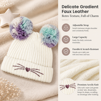 Casquette tricotée unisexe pour enfants, douce et mignonne, avec double pompon et broderie, 100% acrylique côtelé, chaude pour l'automne, idéale pour les séances photo d'anniversaire de bébé