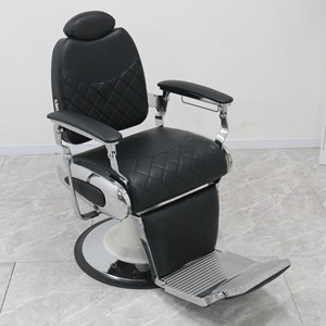 Sillón de Barbería Hidráulico Reclinable de Cuero Sintético Negro con Reposapiés Ajustable y Base Redonda para Salón de Belleza/Estudio - Product Image 2